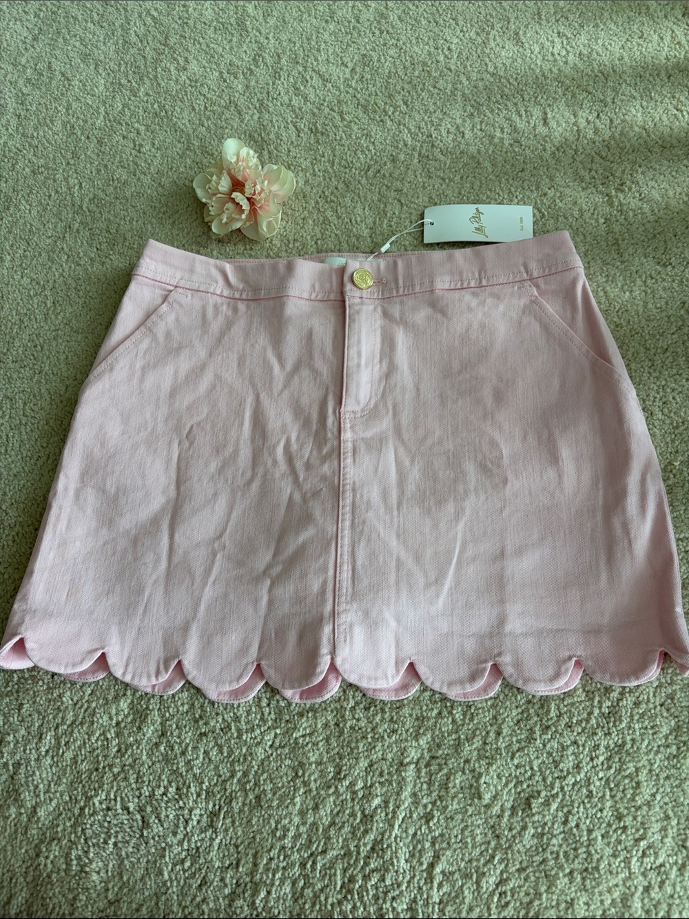 Lilly Pulitzer Light Pink Scalloped Hem Colette Skort, 4, NWT